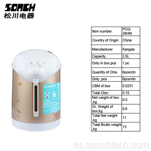 Olla térmica de acero inoxidable con hervidor eléctrico de 2,5 litros